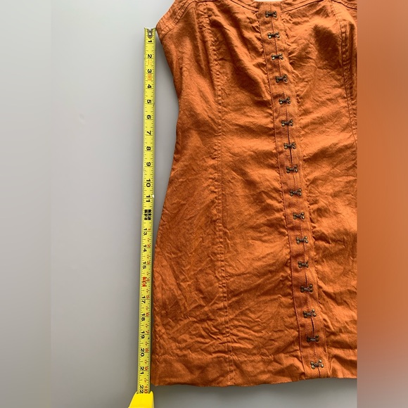 Leith Hook & Eye Corset Linen-Blend Mini Dress in Rust | Small - Picture 7 of 8